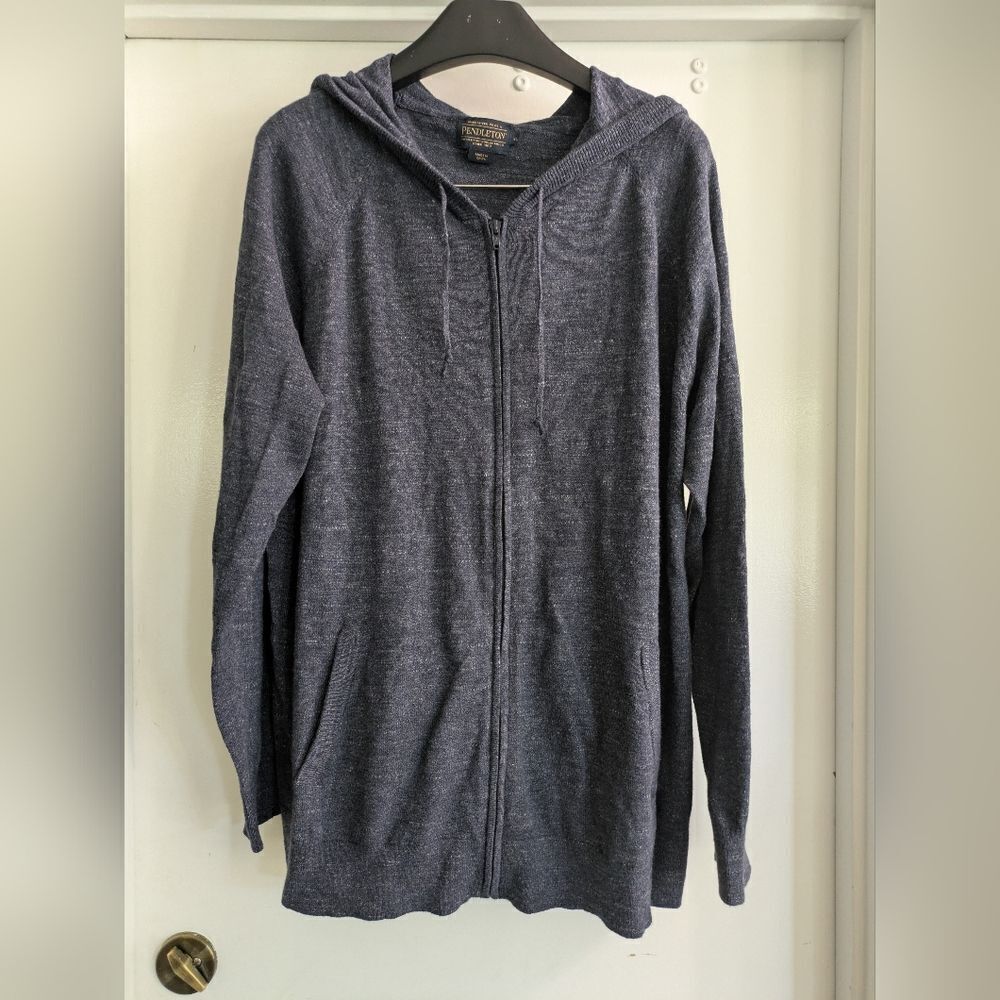 Pendleton Men's  Heathered Blue Cotton Knit Zip-Up Sweater Size XL